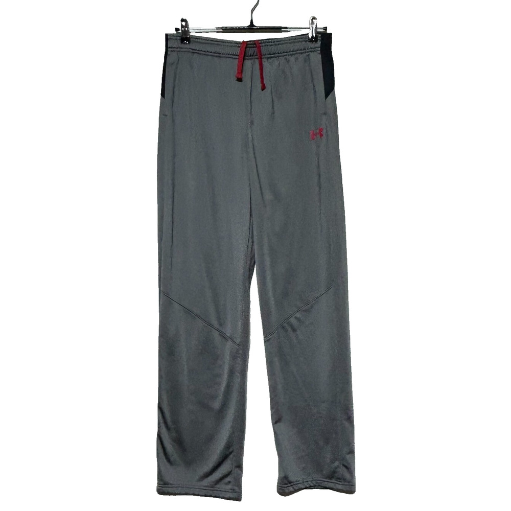 Under‎ Armour Sweatpants Boys Youth XL Gray Red Elastic Waist Actual 31X31